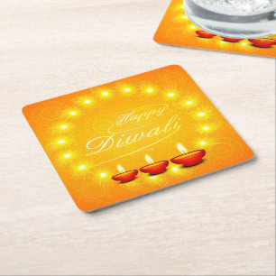 Matching Happy Diwali Yellow Rechteckiger Pappuntersetzer