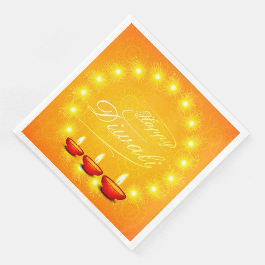 Matching Happy Diwali Yellow Serviette (Ecke)