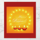 Matching Happy Diwali Yellow Weinetikett (Einzelnes Label)