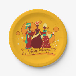 Matching Happy Kwanzaa 3 Ladys 7" Pappteller