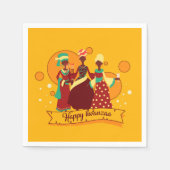 Matching Happy Kwanzaa 3 Ladys Yellow Cocktail Serviette (Vorderseite)