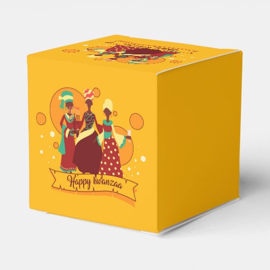 Matching Happy Kwanzaa 3 Ladys Yellow Geschenkschachtel (Rückseite)