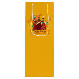 Matching Happy Kwanzaa 3 Ladys Yellow Geschenktüte Für Weinflaschen