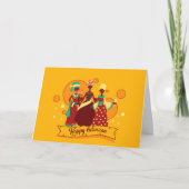 Matching Happy Kwanzaa 3 Ladys Yellow Greeting Karte (Vorderseite)