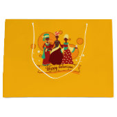 Matching Happy Kwanzaa 3 Ladys Yellow Große Geschenktüte (Vorderseite)