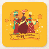 Matching Happy Kwanzaa 3 Ladys Yellow Rechteckiger Pappuntersetzer (Vorderseite)