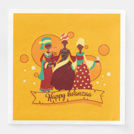 Matching Happy Kwanzaa 3 Ladys Yellow Serviette