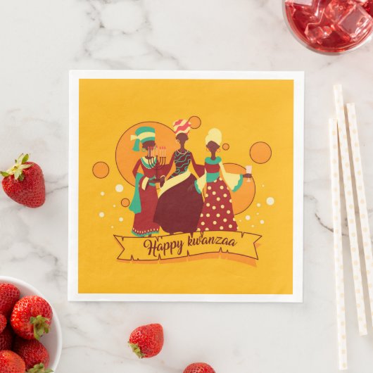 Matching Happy Kwanzaa 3 Ladys Yellow Serviette (Beispiel)