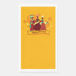 Matching Happy Kwanzaa 3 Ladys Yellow Serviette