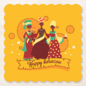 Matching Happy Kwanzaa 3 Ladys Yellow Untersetzer (Vorderseite)