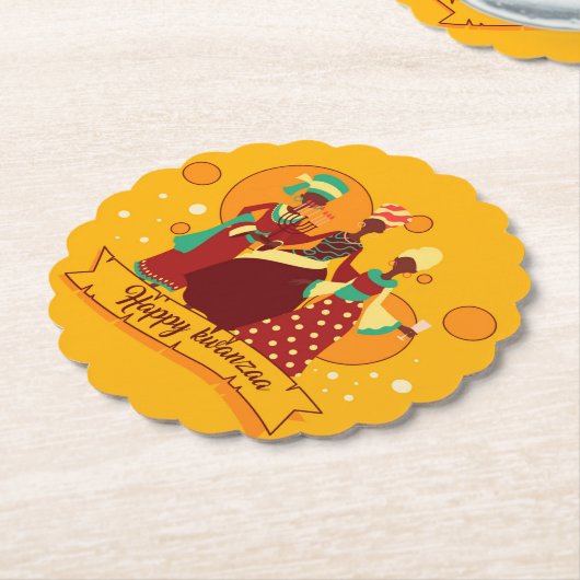 Matching Happy Kwanzaa 3 Ladys Yellow Untersetzer (angewinkelt)