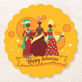 Matching Happy Kwanzaa 3 Ladys Yellow Untersetzer (Vorderseite)