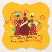 Matching Happy Kwanzaa 3 Ladys Yellow Untersetzer (Vorderseite)