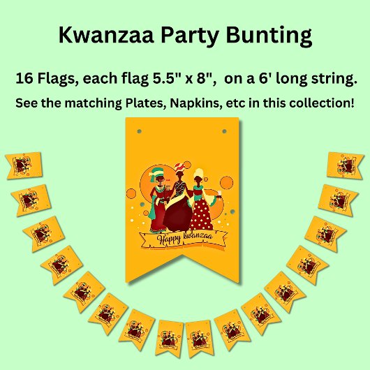 Matching Happy Kwanzaa 3 Ladys Yellow Wimpelkette