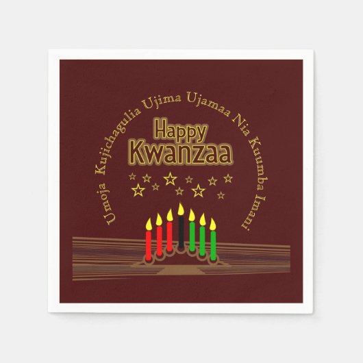 Matching Happy Kwanzaa Sieben Principles Cocktail Serviette (Vorderseite)