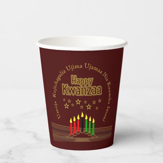 Matching Happy Kwanzaa Sieben Prinzipien Pappbecher (Rückseite)