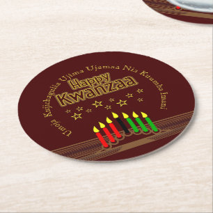 Matching Happy Kwanzaa Sieben Prinzipien Runder Pappuntersetzer