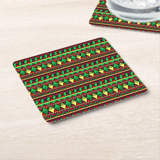 Matching Kwanzaa Yellow Red Black Green Rechteckiger Pappuntersetzer (angewinkelt)