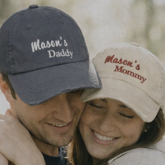 Matching Mommy Daddy embroidered caps set Bestickte Baseballkappe
