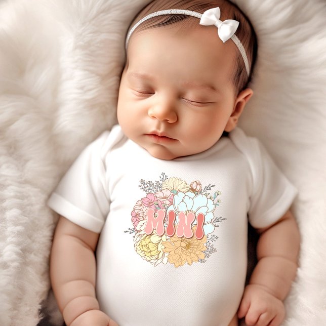 Matching Mommy und mir Mini Retro Blume Baby Strampler (Matching Mommy and me Mini Retro Flowers Baby Bodysuit)