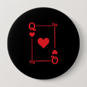 Matching Queen Hearts Anzug Playing Cards Moderne Button (Vorderseite)
