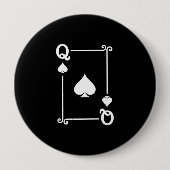 Matching Queen Spades Anzug Playing Cards Moderne Button (Vorderseite)