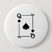 Matching Queen Spades Anzug Playing Cards Moderne Button (Vorderseite)