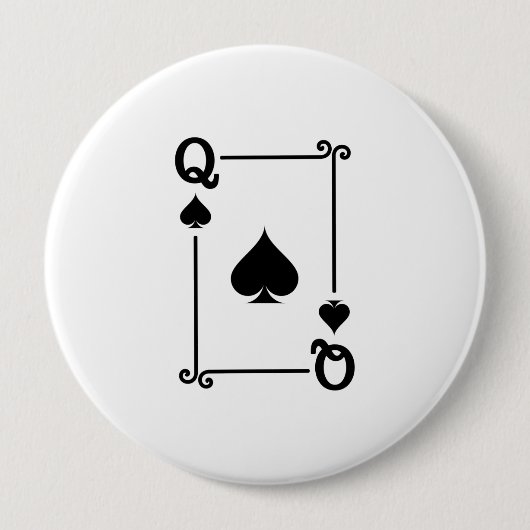 Matching Queen Spades Anzug Playing Cards Moderne Button (Vorderseite)