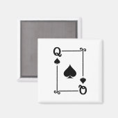 Matching Queen Spades Anzug Playing Cards Moderne Magnet (Vorderseite/Rückseite)