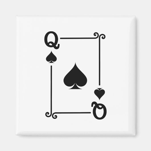 Matching Queen Spades Anzug Playing Cards Moderne Magnet (Vorne)