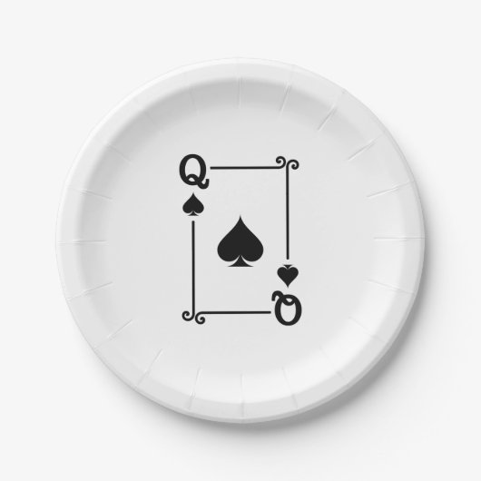 Matching Queen Spades Anzug Playing Cards Moderne Pappteller (Vorderseite)