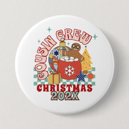 Matching Retro Cousin Crew Weihnachtskinder Button