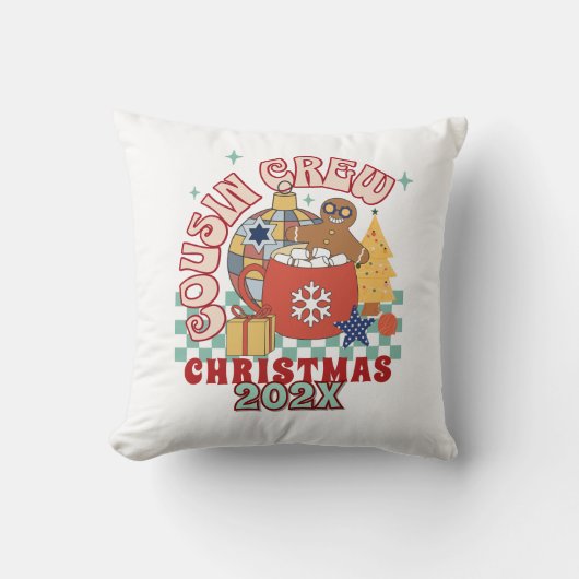 Matching Retro Cousin Crew Weihnachtskinder Kissen (Vorderseite)