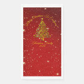 Matching Set Christmas Red Gold Tree Name Serviette (Vorderseite)
