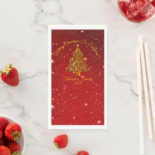 Matching Set Christmas Red Gold Tree Name Serviette (Beispiel)