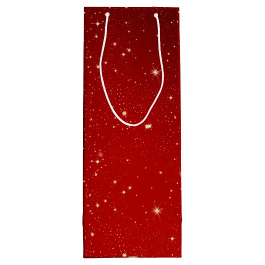 Matching Set Christmas Red Gold Tree Stars Name Geschenktüte Für Weinflaschen (Rückseite)