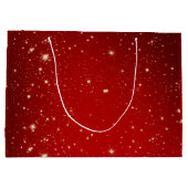 Matching Set Christmas Red Gold Tree Stars Name Große Geschenktüte (Rückseite)