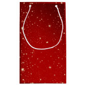 Matching Set Christmas Red Gold Tree Stars Name Kleine Geschenktüte (Rückseite)