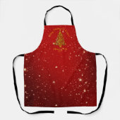 Matching Set Christmas Red Gold Tree Stars Name Schürze (Vorderseite)
