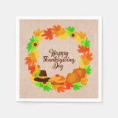 Matching Set Erntedank Green Gold Hat Cocktail Serviette (Vorderseite)