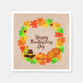 Matching Set Erntedank Green Gold Hat Cocktail Serviette