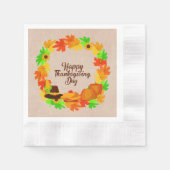 Matching Set Erntedank Green Gold Hat Cocktail Serviette (Vorderseite)