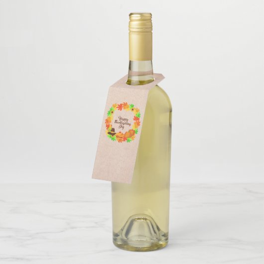 Matching Set Erntedank Green Gold Kranz Hat Flaschenanhänger (Angewinkelt)