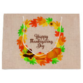 Matching Set Erntedank Green Gold Kranz Hat Große Geschenktüte (Vorderseite)