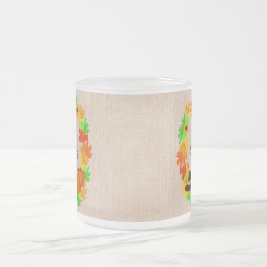 Matching Set Erntedank Green Gold Kranz Hat Mattglastasse (Mittel)