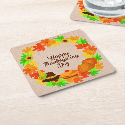 Matching Set Erntedank Green Gold Kranz Hat Rechteckiger Pappuntersetzer (angewinkelt)