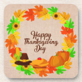 Matching Set Erntedank Wreath Hat Plastic Cork Getränkeuntersetzer (Vorderseite)