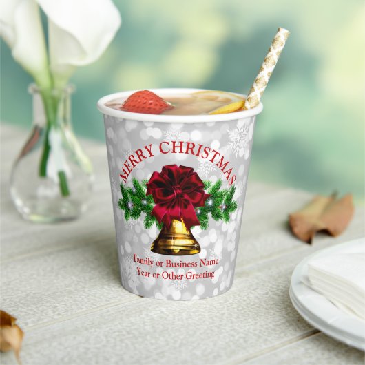 Matching Set - Gold Bell Red Bow Weihnachten 20xx Pappbecher (In Situ)