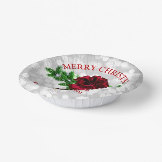 Matching Set - Gold Bell Red Bow Weihnachten 20xx Pappteller (Gewinkelt)