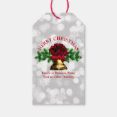 Matching Set Gold Bell Red Bow Weihnachten Geschenkanhänger (Vorderseite)